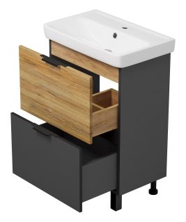 Напольная тумба под раковину Misty Форест 60см дуб Вотан/антрацит